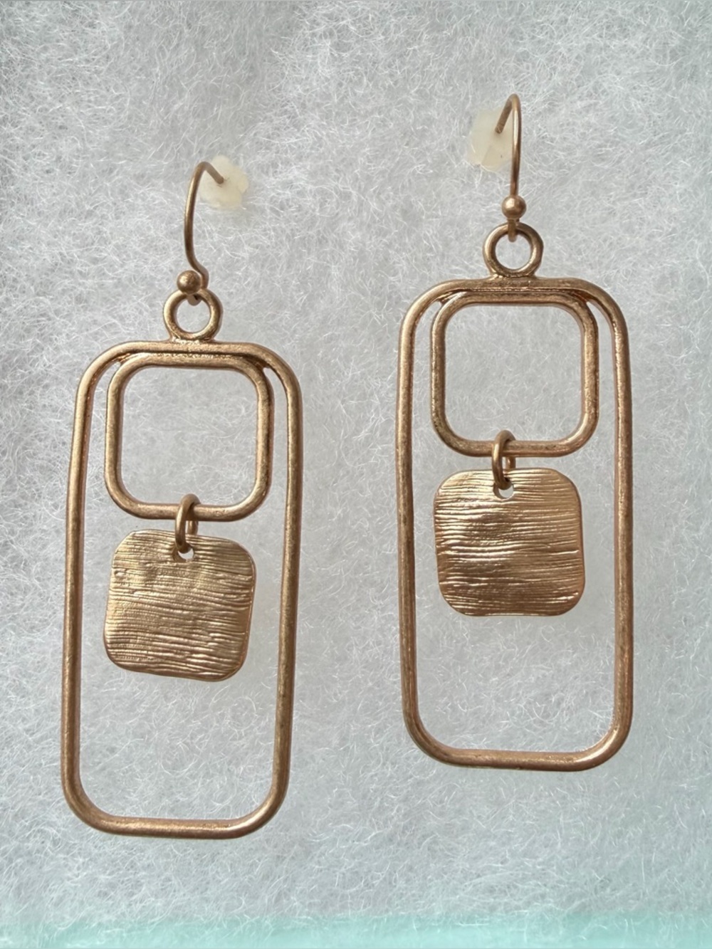 Rectangular Square Gold Tone Drop Pierced Minimalist Earrings